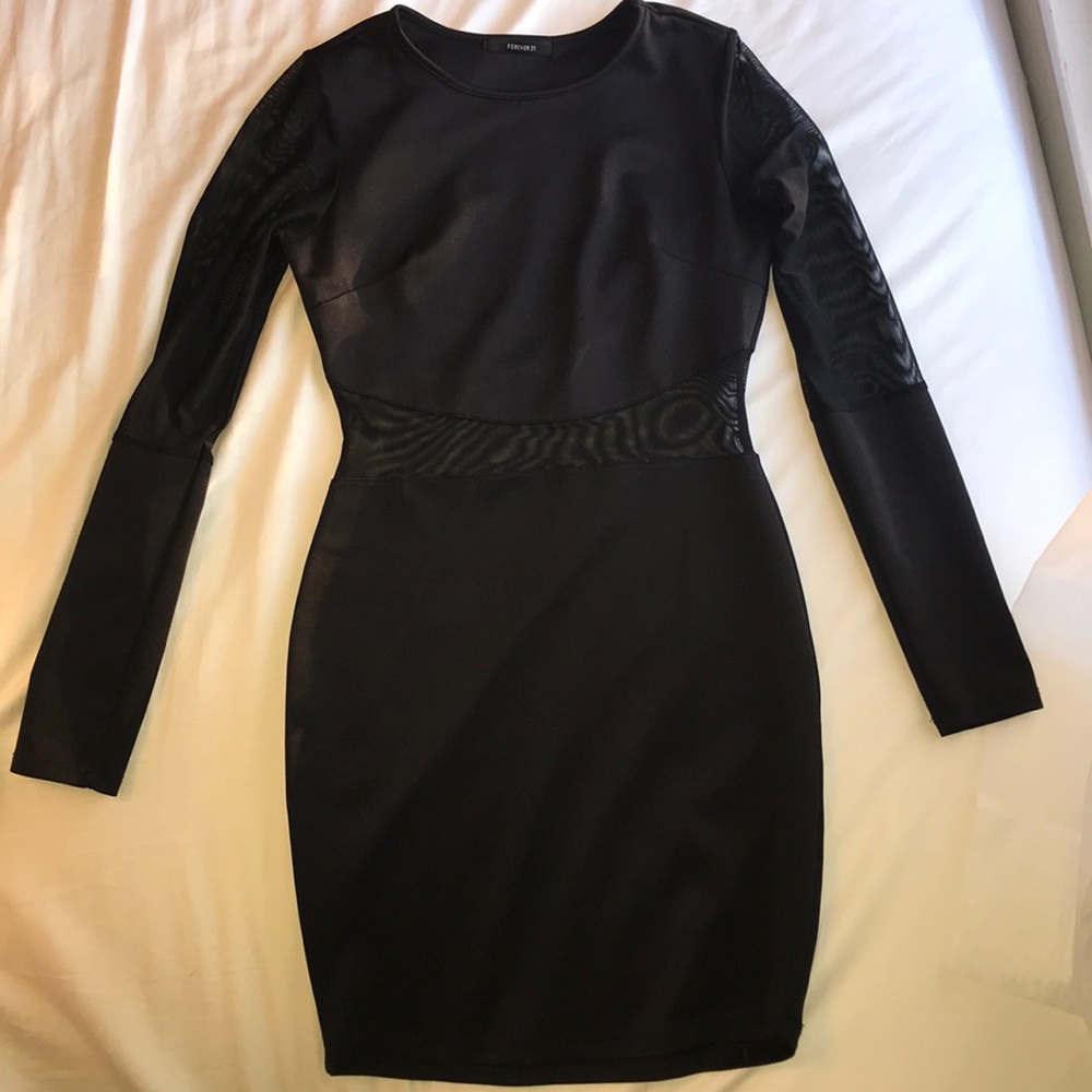 Long Sleeve Mini Dress with Mesh details